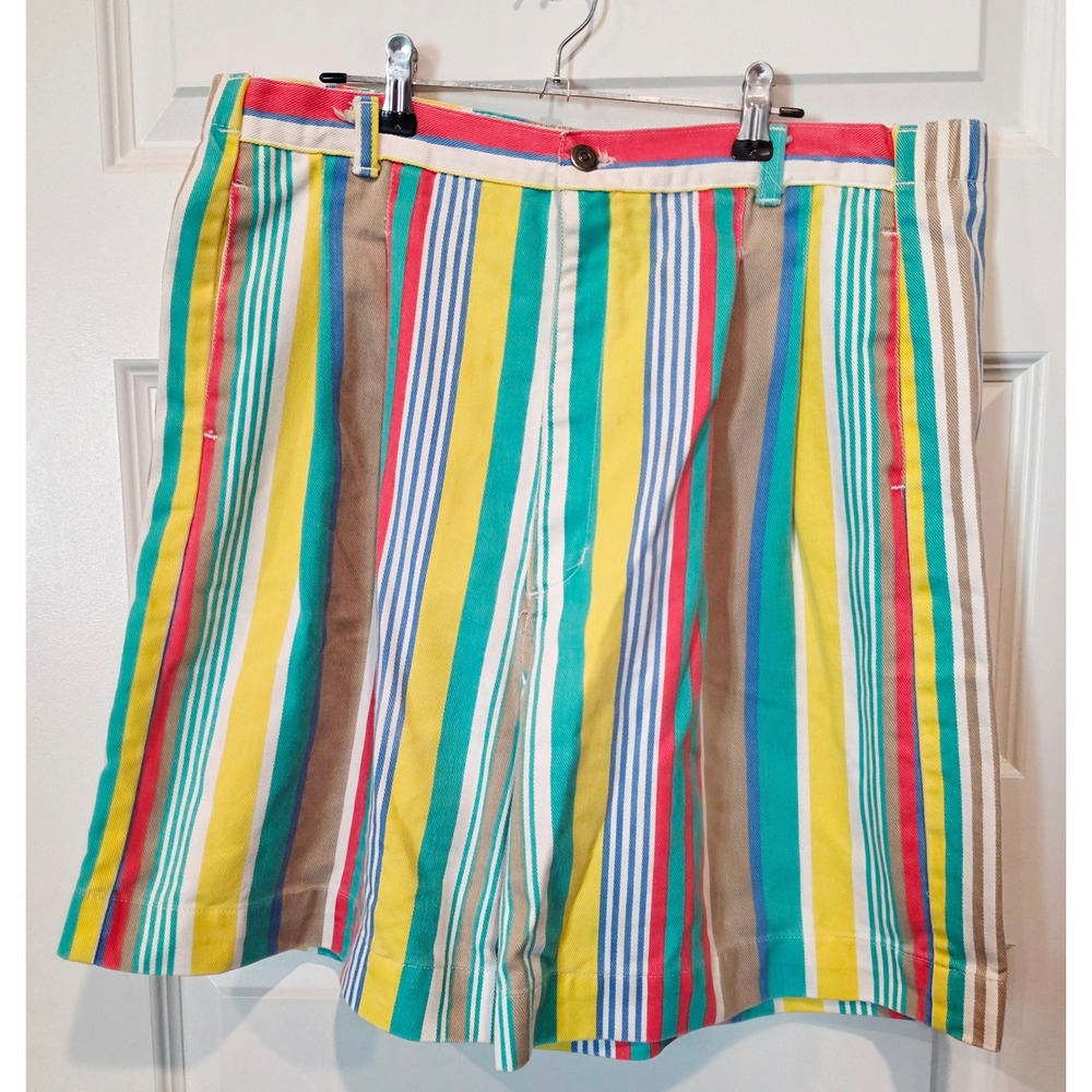 Props Shorts Women 14 Multicolor Cotton Vintage High Waisted Striped Coastal